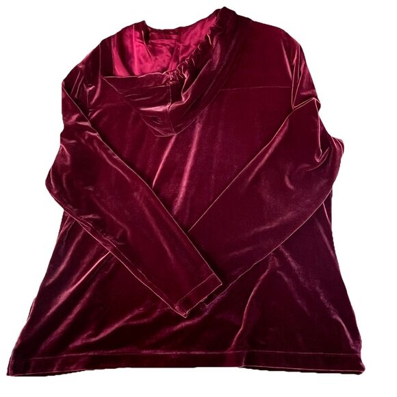 Chico’s Basic Velvet Panache Zip Hoodie Jacket Women's Size 3 Drawstring Red - Picture 2 of 9